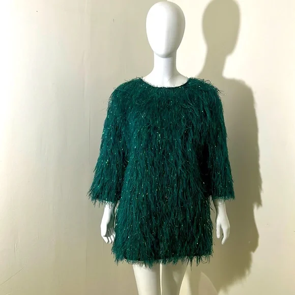 Josway Collection | Dresses | Green Emerald Faux Fur Dress | Poshmark Josway Collection | Dresses | Green Emerald Faux Fur Dress | Poshmark